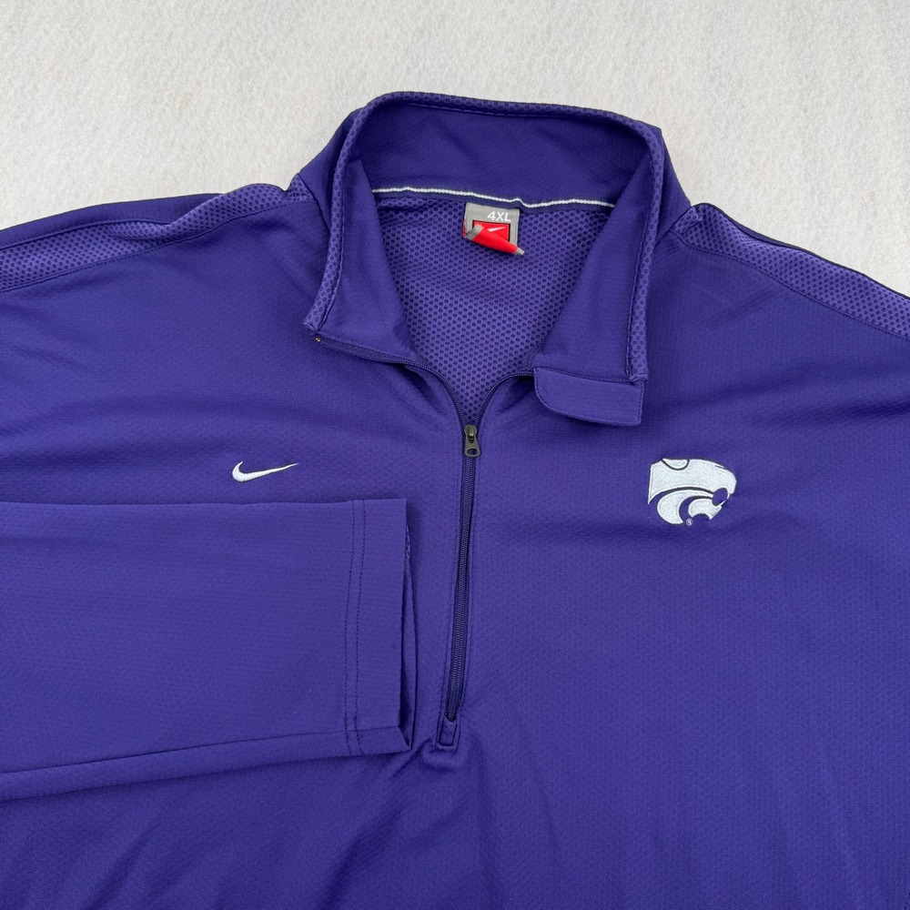 Vintage Nike Team Kansas State Wildcats Purple Quarter 1/4 Zip Pullover Men 4XL